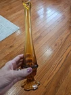 VTG Fenton Valencia Swung Vase Amber Mid-century WV Art Glass Bud Vase 11.5”