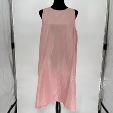 NEW LOFT Pink Shimmer Sheath Dress Linen Blend Feminine Sleeveless Women's 12 L