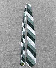 Vintage 1970's Wemlon By Wembley Necktie Green  White Men's Tie Stripes