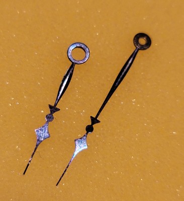 WB5-1: Elgin 16s Blue Fancy Spade Hands   Vintage Pocket Watch Set Hour & Minute