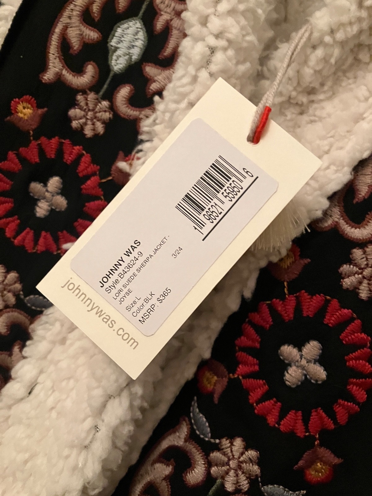 💕Johnny Was Lori (Faux)Suede Sherpa Embroidered Jacket Coat Joyse Black- L- NWT