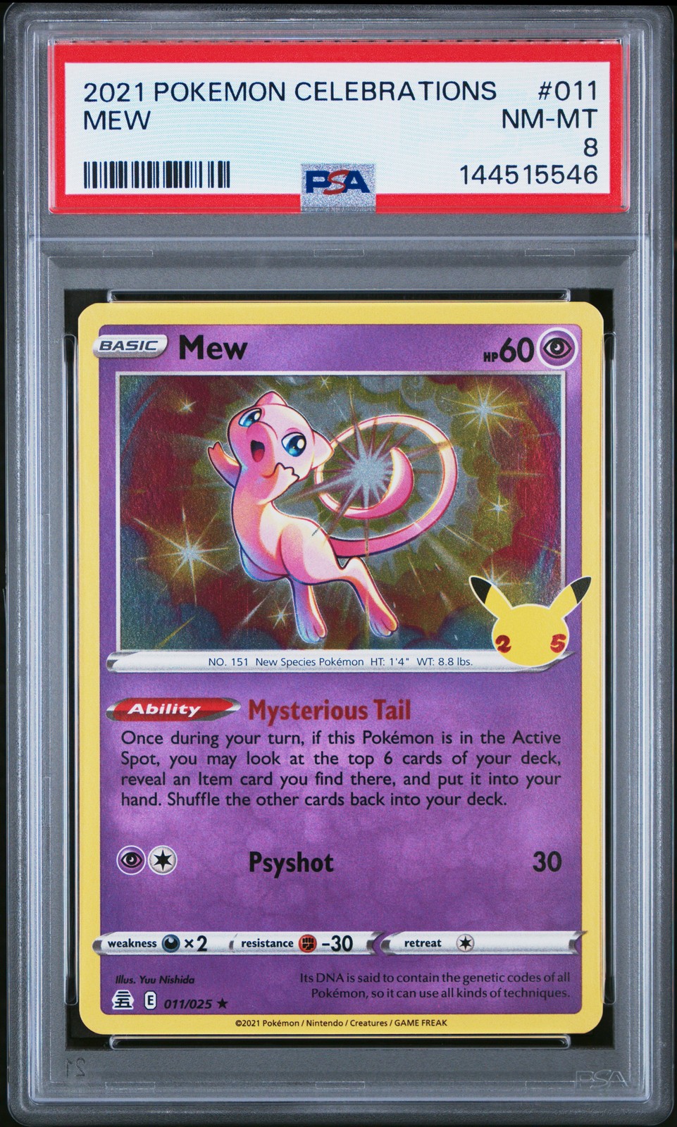 2021 POKEMON CELEBRATIONS #011 MEW PSA 8