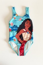 Disney Moana Girls Teal One Piece Swimsuit Cartoon Princess Tank L 10/12 