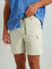  60 Huk Men  s Creekbed Cargo Shorts 7  -H2000204 - Khaki - Large - New With Tag