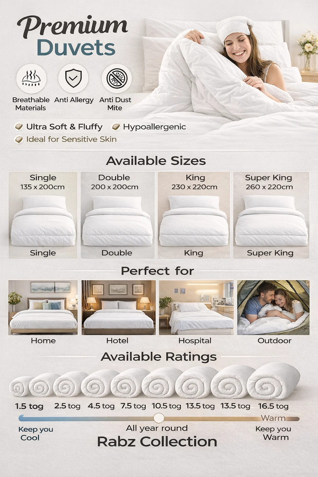 Extra Warm Hotel Quality Duvet Quilt Premium Bedding Single Double King All Togs - Picture 10 of 24