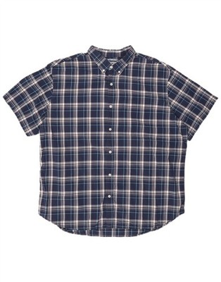 Old Navy Herren Kurzarm Slim Fit Hemd 2XL dunkelblau kariert Baumwolle BQ22