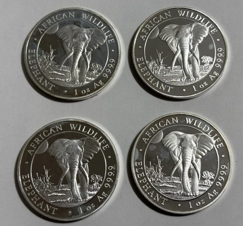 Lot of 4 2025 Somalian ELEPHANT African Wildlife Series Coin 1 oz Off Quality BU