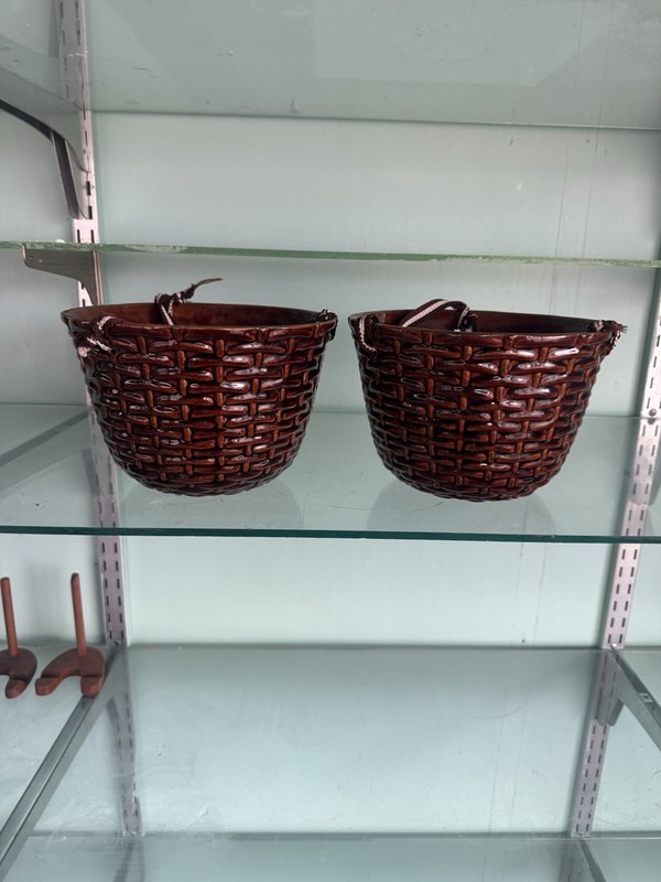 Haeger Basket Weave Planter Set of 2 Vintage Mid Century