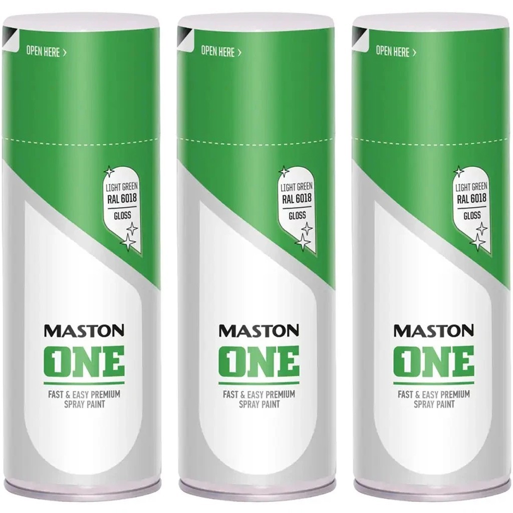 16x Maston ONE Gloss Light Green 400ml Spray Paint RAL 6018 Metal Wood Plastic - Image 4