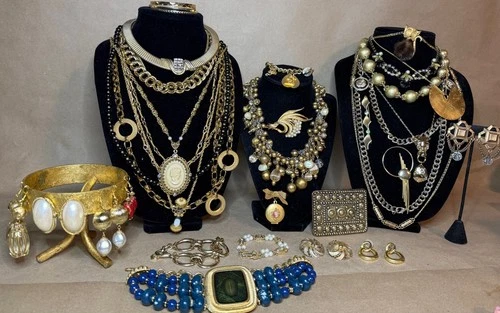 Vintage Gold-Tone Jewelry Lot Napier Trifari Handmade Studio Art Unbranded #002