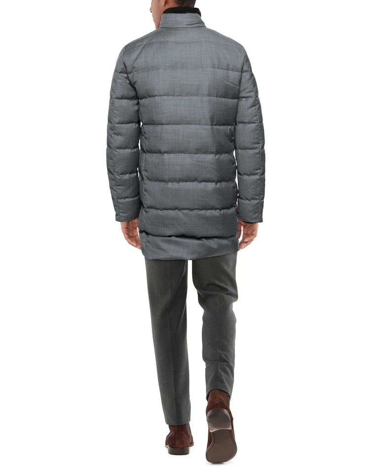 RRP€975 MONTECORE WIND Down Wool Coat IT54 US44 2XL Grey Removable Collar - Image 2 of 4