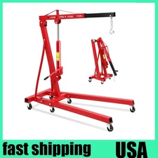 2 Tons Engine Motor Hoist Stands Cherry Picker Shop Crane Lift Foldable Red
