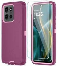 For Moto G Stylus 2025 5G 2026 Case Heavy Duty Shockproof Screen Protector Wine