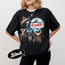 Three Raccoons Diet Coke T-Shirt, Funny Meme Genz Multicolor Tee