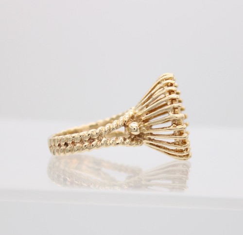 LADY'S 14KT YELLOW GOLD MEXICO 1945 DOS Y MEDIO PESO TWISTED ROPE RING - Picture 4 of 13