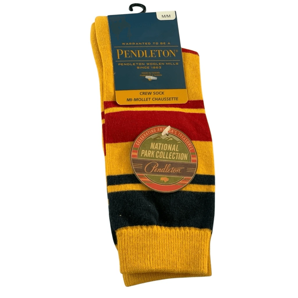 Pendleton Yellow Stripe Crew Socks Medium Retro National Park Outdoor Style
