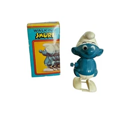 Vintage 1980 Wallace Berrie & Co Schleich Walking Smurf Plastic In Box - Read