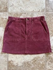 American Eagle Mini Skirt High-Waisted Corduroy Stretch Burgundy Red, Women Sz 6