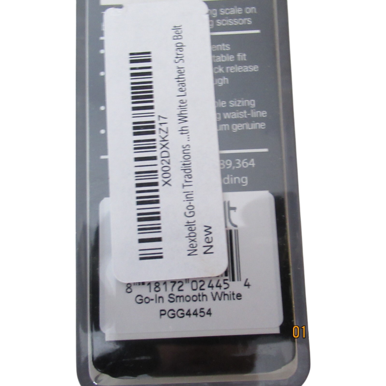 Nexbelt No Holes Golf Belt White Pre-cut to size 40" NEW Missing Packaging