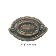 Antiqued Brass Drawer Pull Queen Anne Drawer Pull Style - 2" CC Hepplewhite