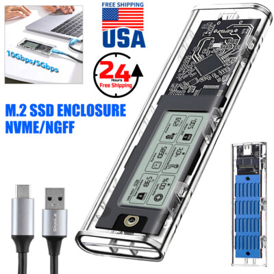 M.2 SSD Case NGFF or NVMe Enclosure M.2 to USB Type C 3.2 NVME Hard Drive Adapte