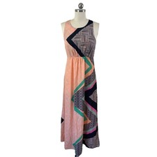 Barr III Womens Maxi Dress Small Orange Retro Sleeveless Boho  Party Brunch Mod