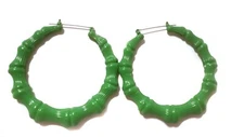 LARGE BAMBOO HOOP EARRINGS FULL HOOP EARRINGS ASSORTED COLORS 3 INCH HOOPS