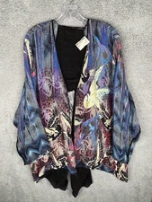 Citron Santa Monica Kimono Cardigan Womens 3X 100% Silk Birds In The Knight NEW