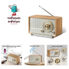 YOWGUIF AM FM Radio Classic Retro Wood Table Radio Bluetooth Speakers Radios ...