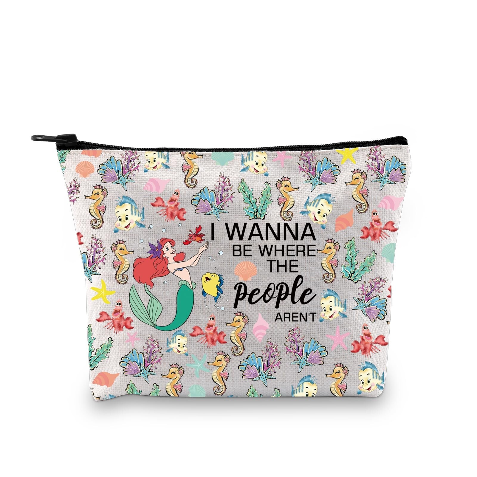 BDPWSS Mermaid Ariel Makeup Bag Mermaid Princess Gift I Wanna Be Where The Pe...