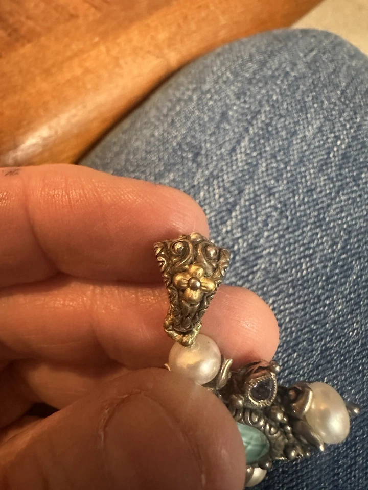 COLGANTE POTENCIADOR BARBARA BIXBY TURQUESA DOBLE PERLA PIEDRAS PRECIOSAS CRUZ IOLITA Foto 4 de 4