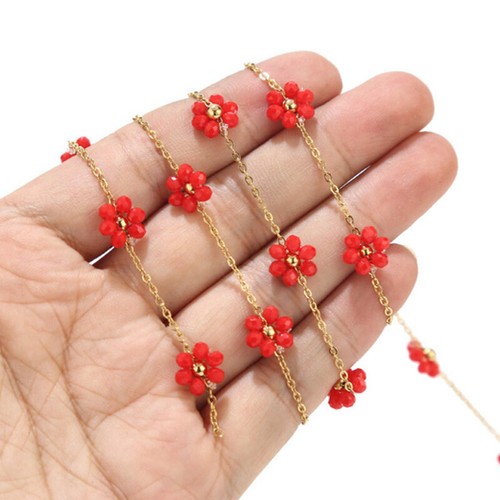 2 Meters Stainless Steel Daisy Flower Beaded Chains for Necklace Jewelry Making - Picture 13 of 18