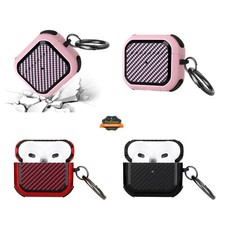 For Apple AirPods 3 /2021 Full-Body Rugged Carbon Fiber Case with Keychain Cover