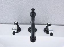 Black Oil Brass Bathroom 3 Holes Faucet Widespread Vanity Sink Mixer Tap ssf543