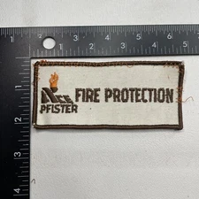Vtg PFISTER FIRE PROTECTION Advertising Patch C26B