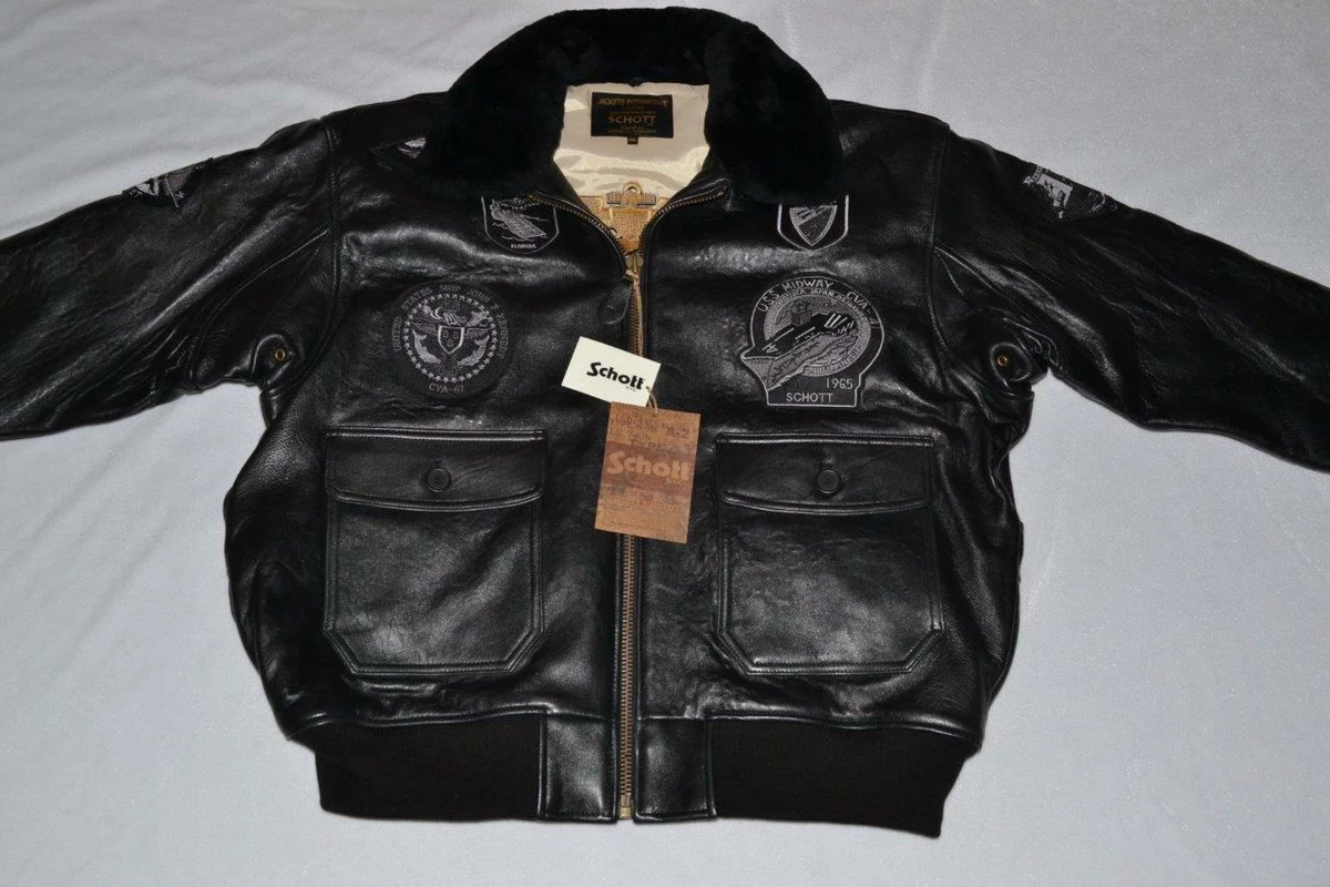 SCHOTT NYC G1TG G-1 WINGS OF GOLD LEATHER BOMBER JACKET BLACK ALL SIZES NEW