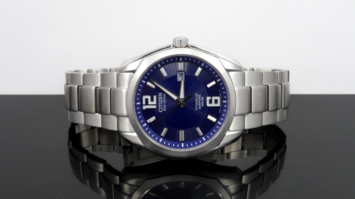 Citizen Eco Drive Titanium Blue-dial Date Men's 42mm Watch Bm7080