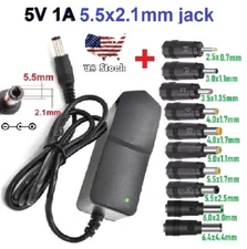 AC 100-240V to DC 5V 1A Power Supply Adapter Charger with 10 Sizes DC Plug Tips