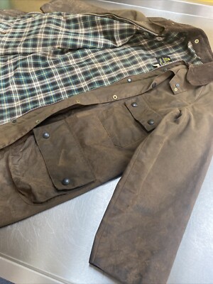 2 Crest Barbour Solway Reißverschluss C40 Herren L (50 Zoll Brustumfang) schwere braune Wachsjacke