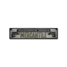 Mercantile City State, Custom Dry Goods - Rustic Distressed Wood Sign