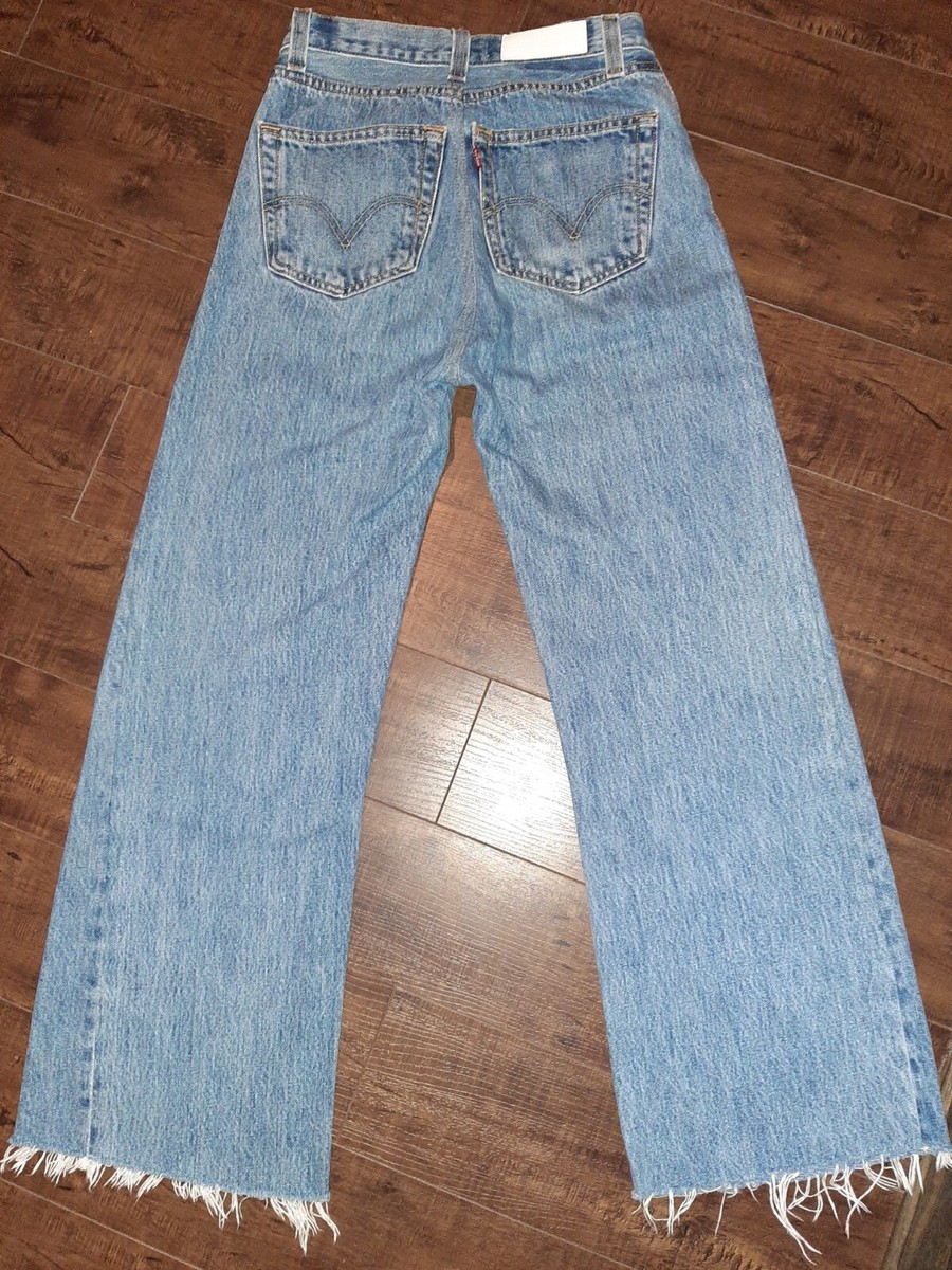 Re/Done x Levi’s High Rise Crop Blue Levi's Edition High Rise Wide Leg Crop Jeans by Re/Done