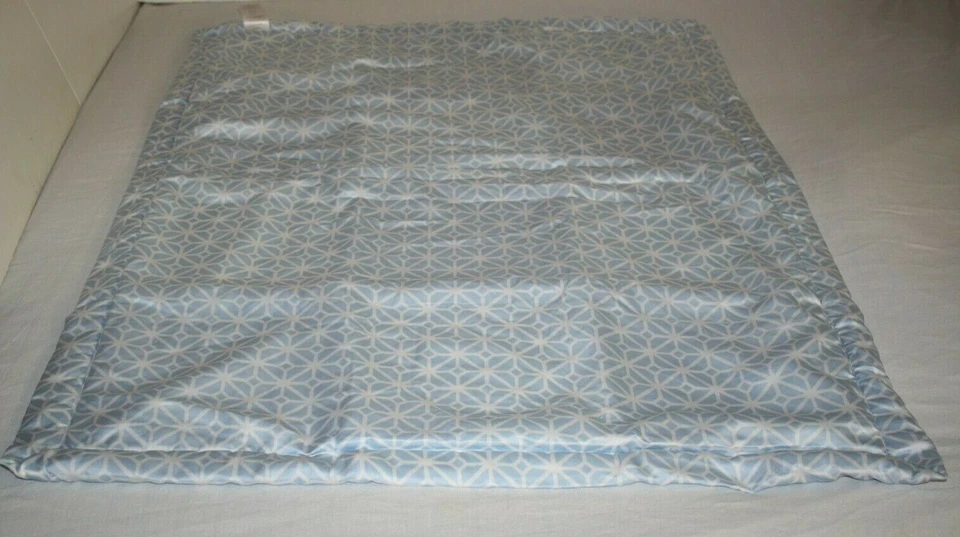 COCALO Baby Blanket Blue White Satin Snowflake Plush Patchwork Squares Boys 42" - Imagem 4 de 4