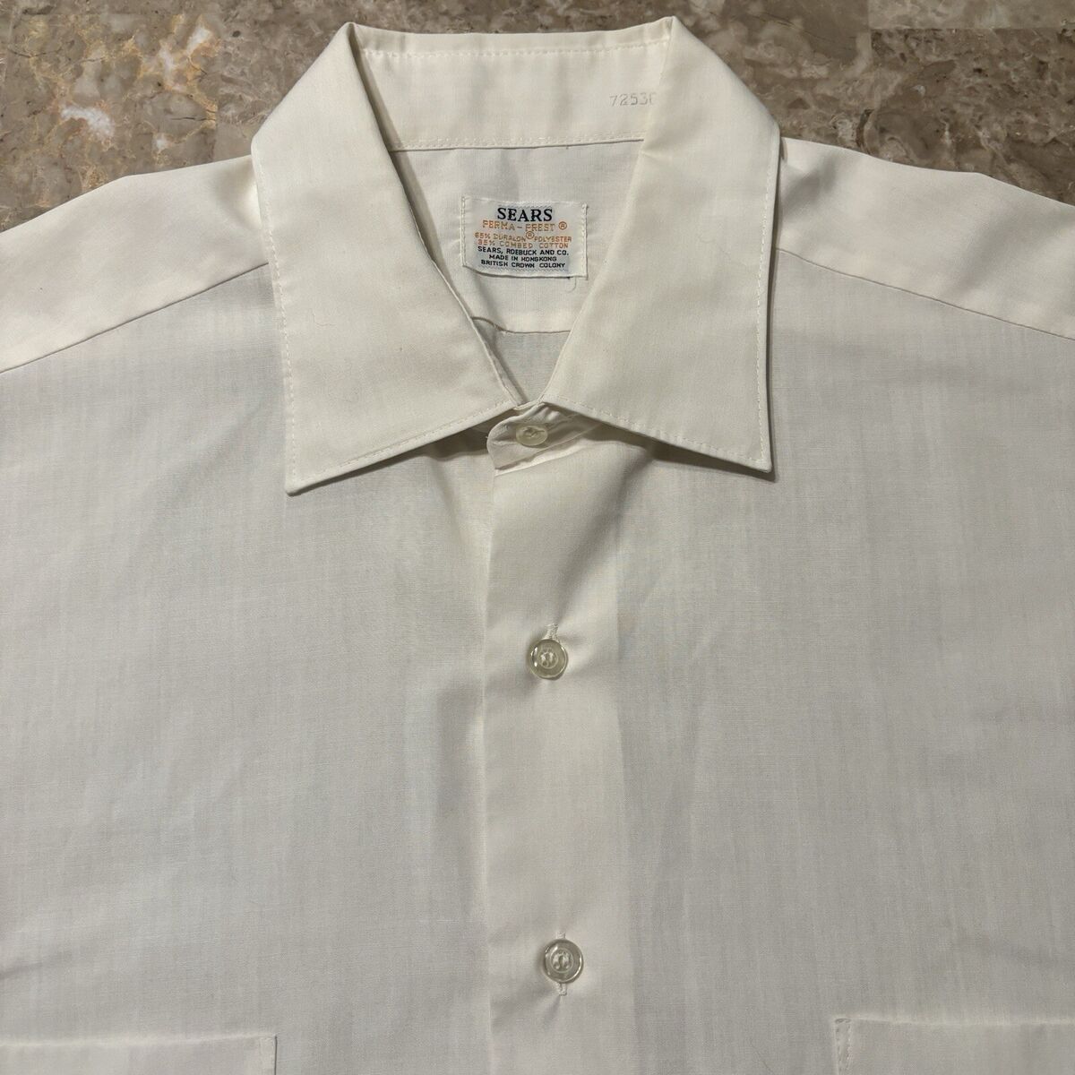 Vintage Sears Shirt Mens XL White Perma Prest Button Up 70s Vintage Sears Shirt Mens XL White Perma Prest Button Up 70s
