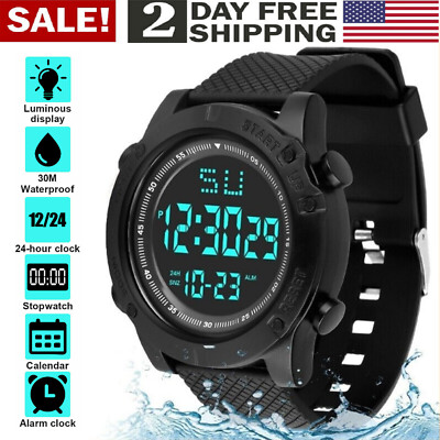 Men's Waterproof Digital Sports Watch Military Tactical LED Backlight Wristwatch