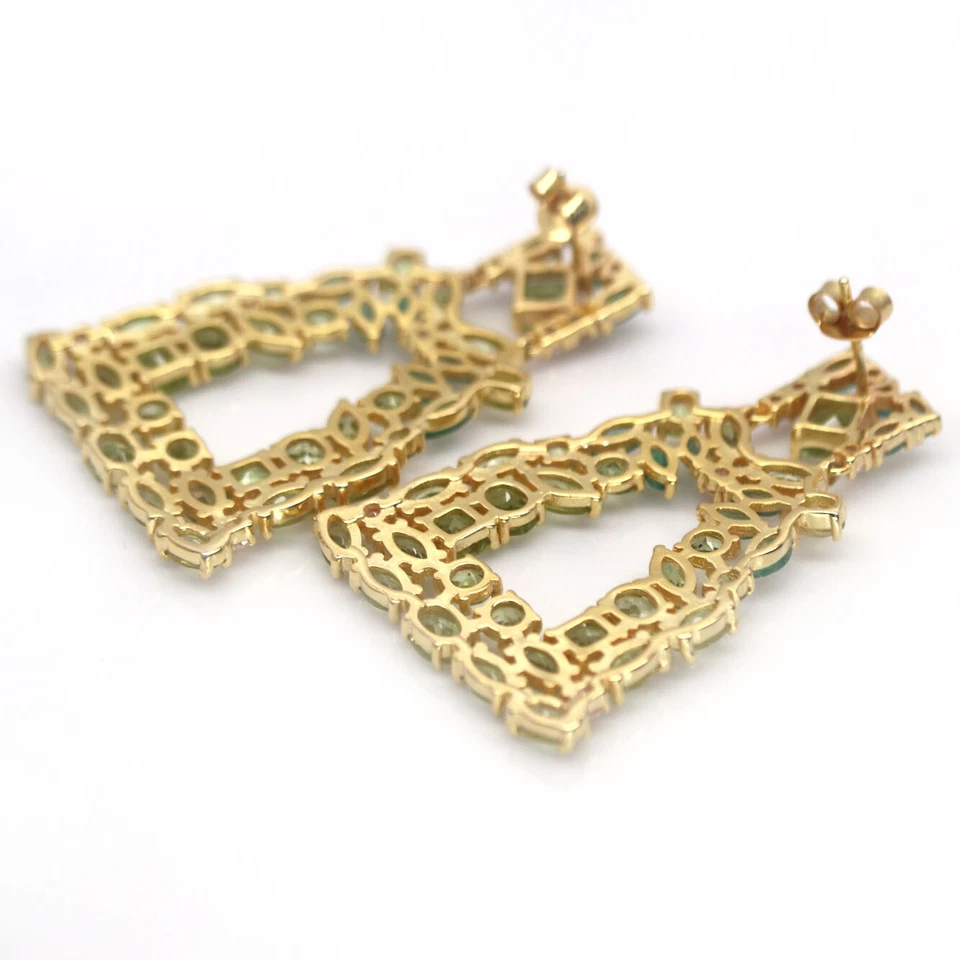 Unheated Green Peridot, Emerald & Cubic Zirconia Earrings 925 Sterling Silver - Image 3 of 4