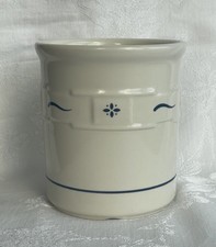 Longerberger Pottery Woven Traditions Crock Utensil Holder Blue 1 Qt Made in USA