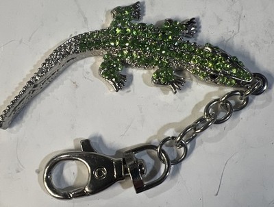 Gecko Rhinestone Keychain Crystal Paved Lizard Chameleon Bling Clip Keyring 