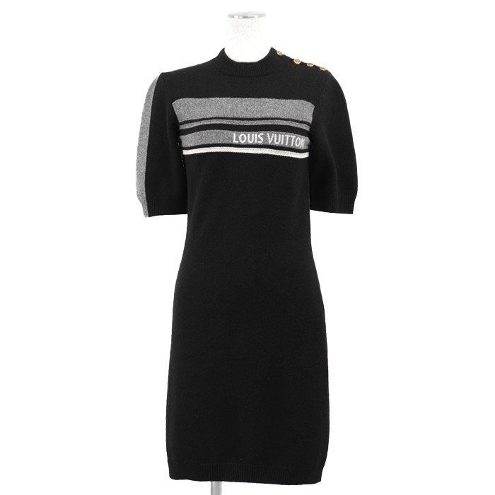 LOUIS VUITTON Knit Dress 100% Cashmere S/S Black Women Size Small 2020SS