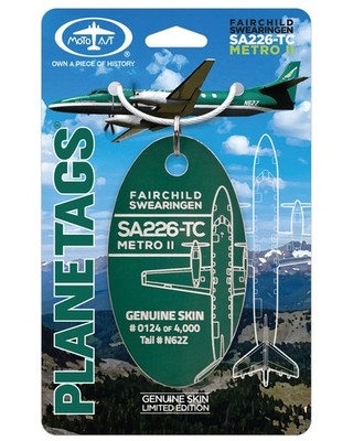 Key Lime Air Fairchild SA-226 Metro II Tail #N62Z Aluminum Plane Skin Bag Tag