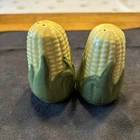 Vintage Shawnee Pottery Corn King 3.25" Salt & Pepper Shakers-Missing 1 Cork